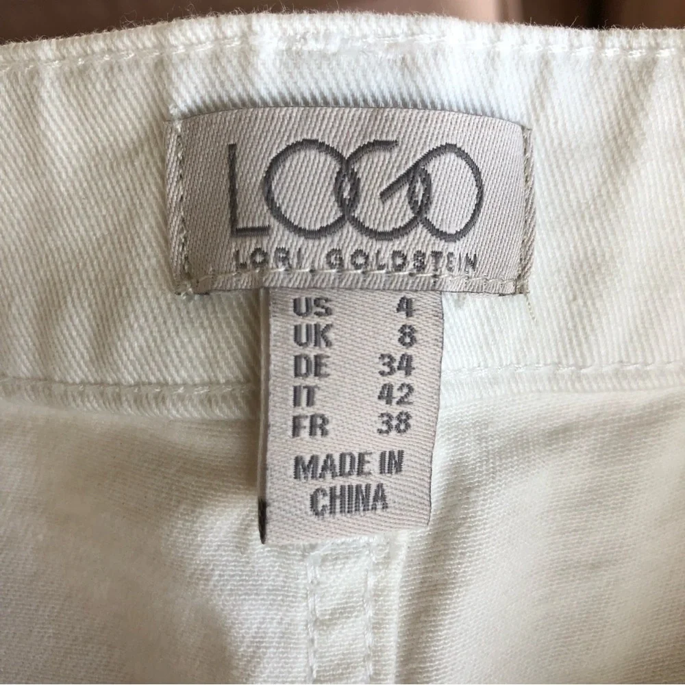 LOGO by Lori Goldstein 5-Pocket Stretch Soft Twill Light Ivory Bermuda‎ Shorts 4